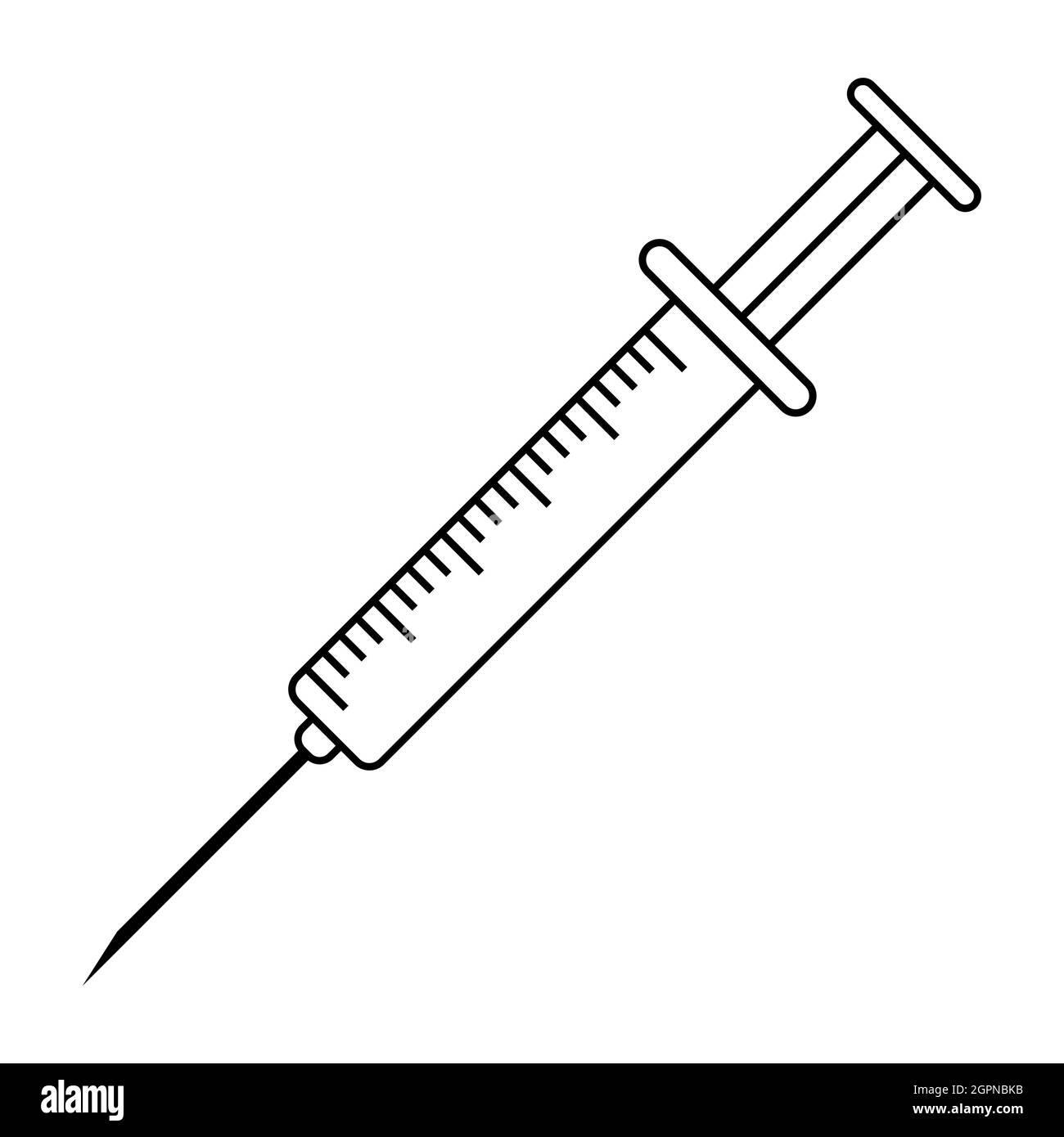 Medizinische Spritze für Impfstoffinjektion Vektor medizinische Einweg-Spritze mit Nadel Stock Vektor