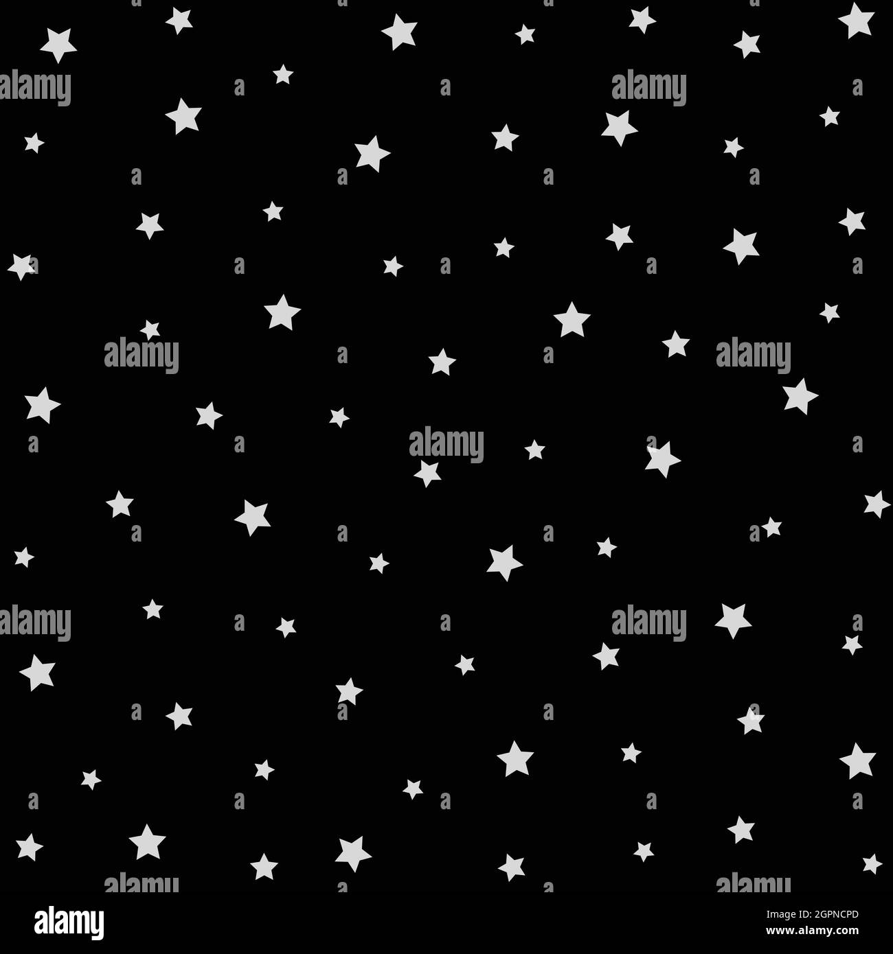 Grau gefärbte nahtlose Sterne auf schwarzem Hintergrund Vektorgrafik Stock Vektor