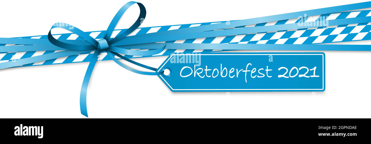 Oktoberfest blaue Schleife mit Anhänger 2021 Stock Vektor
