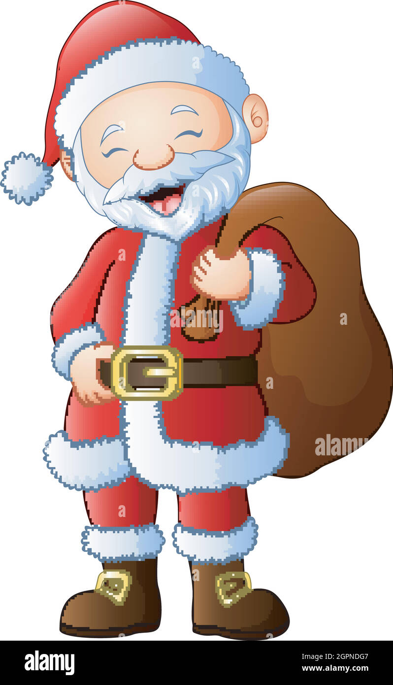 Cartoon weihnachtsmann trägt Sack von Geschenken Stock Vektor