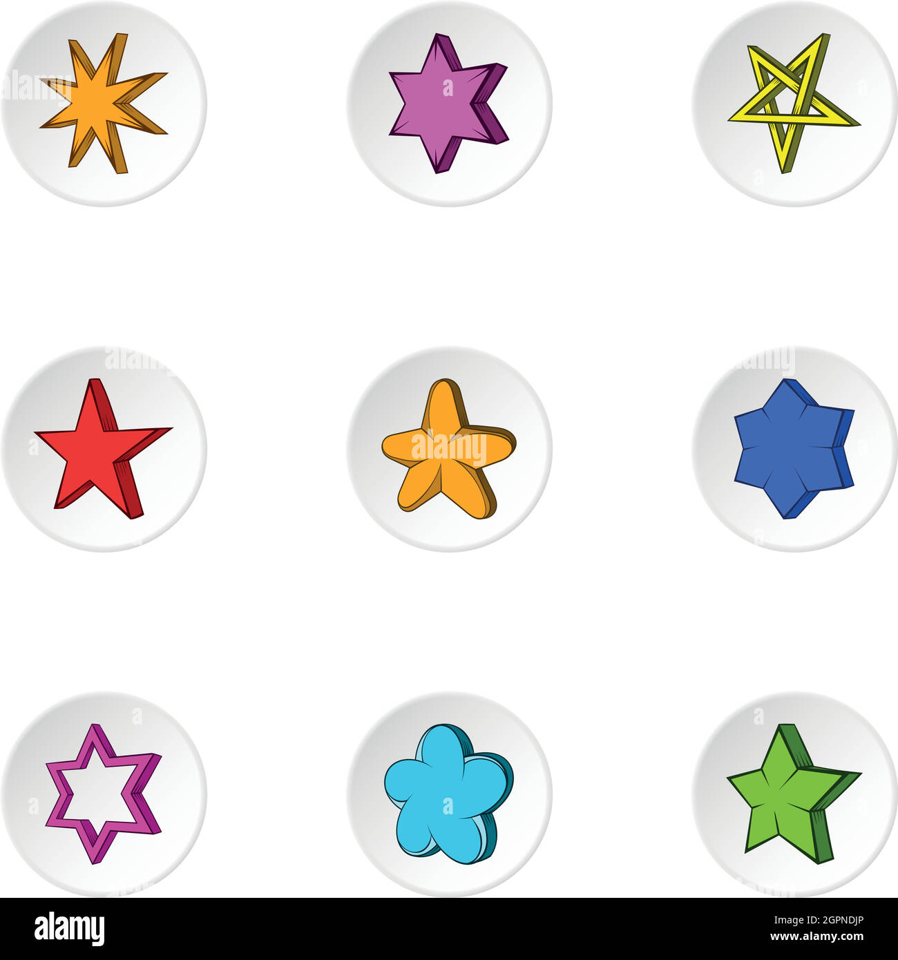 Figurensatz Sterne Symbole, cartoon-Stil Stock Vektor