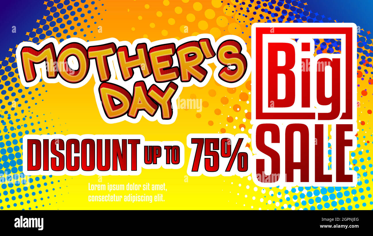 Mother's Day Sale - Comic-Stil Text. Stock Vektor