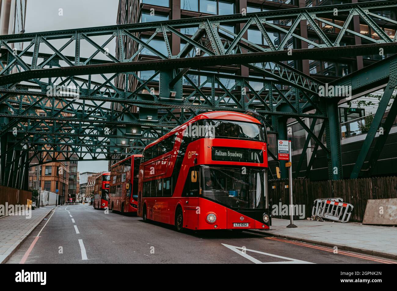 London Bus Line-up Stockfoto