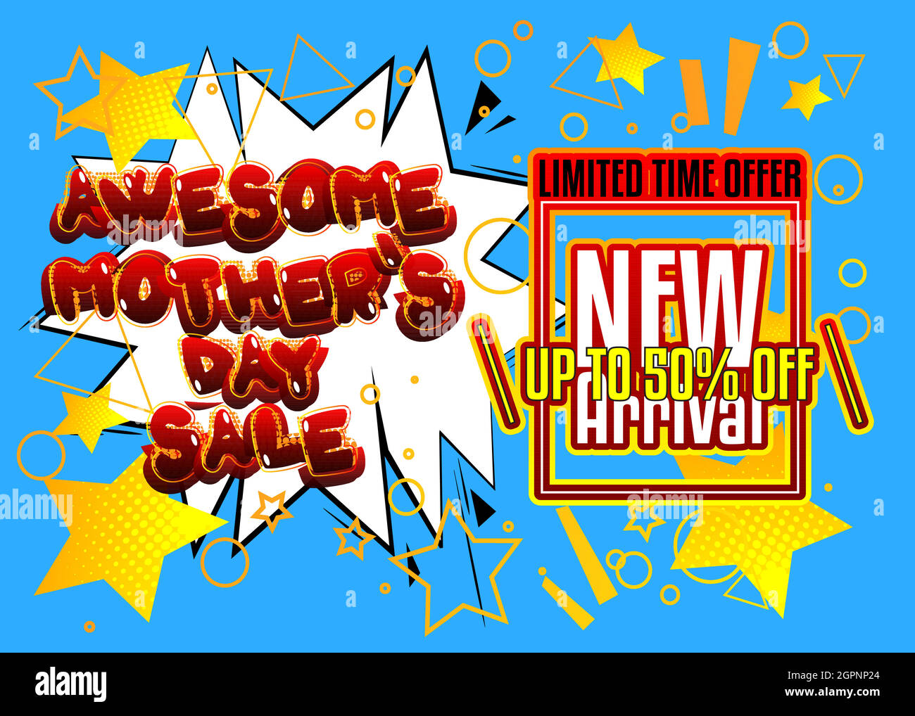 Awesome Mother's Day Sale - Comic-Stil Text. Stock Vektor