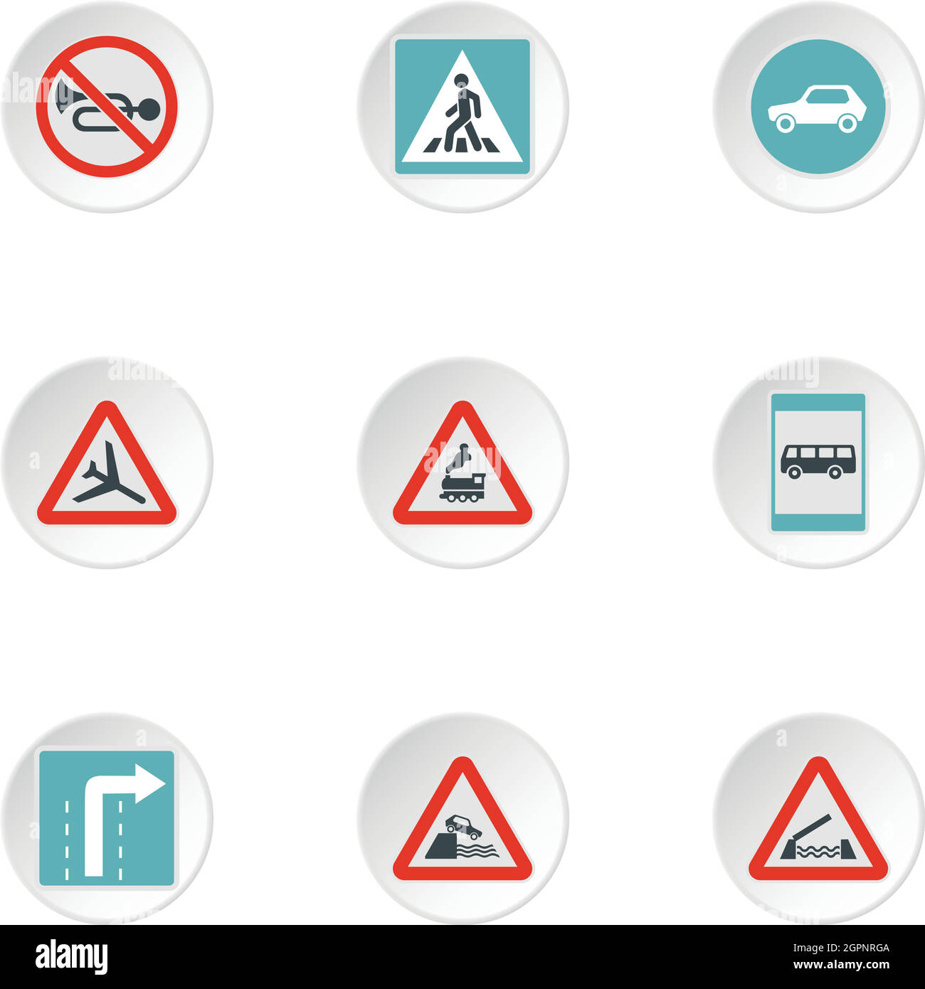 Verkehrssymbole Zeichen gesetzt, flache Stil Stock Vektor