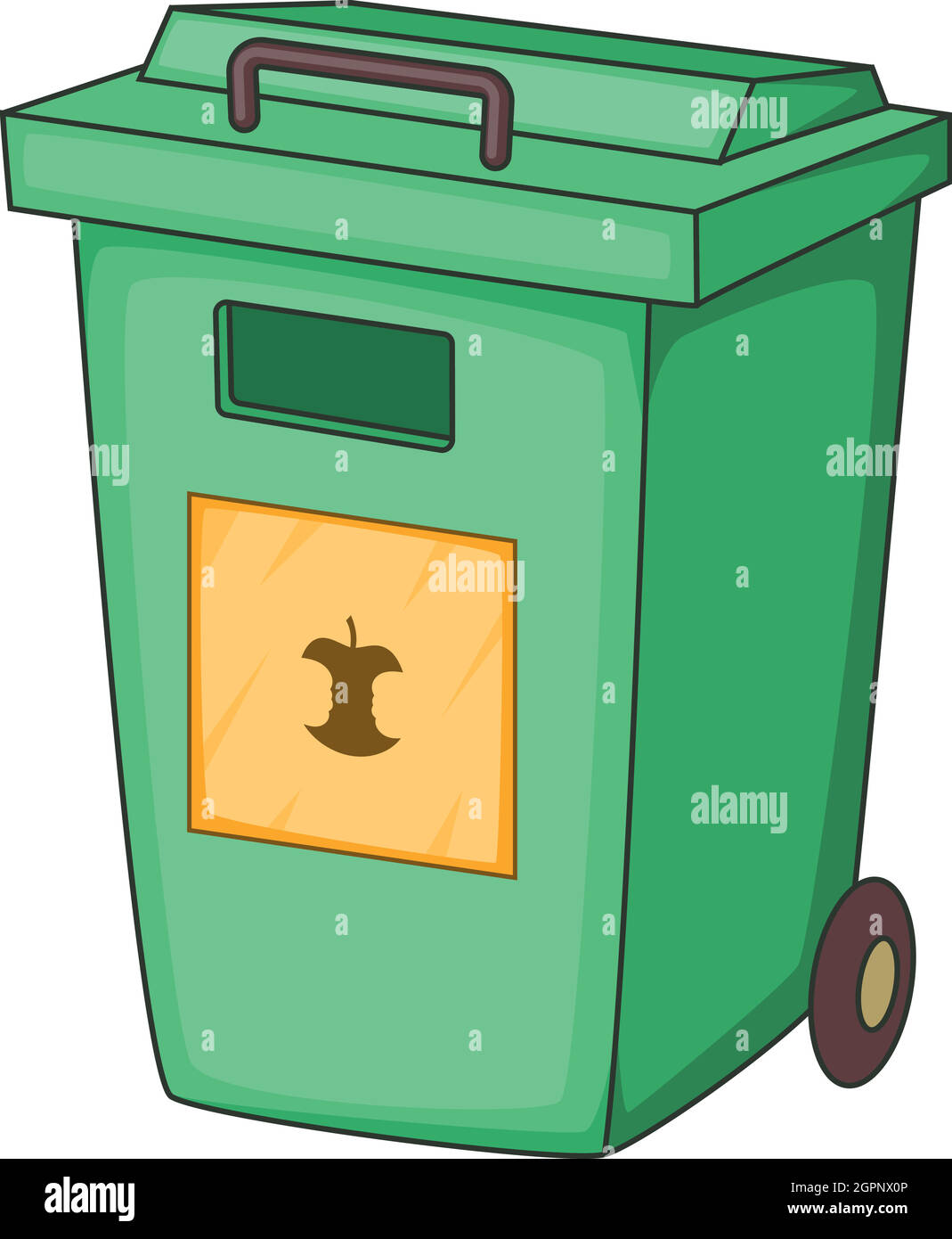 Grünen Müllcontainer Symbol, Cartoon Stil Stock Vektor