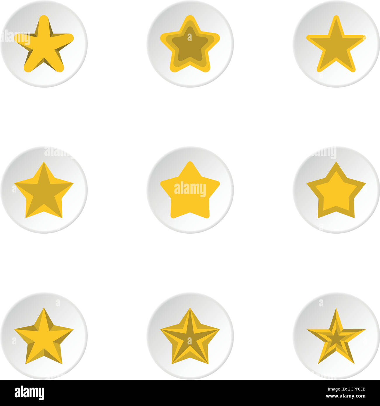 Fünfzackige Sterne Icons Set, flachen Stil Stock Vektor