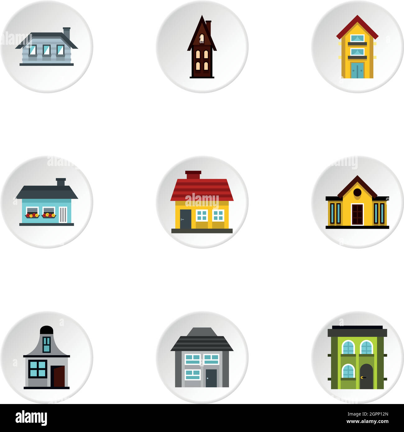 Wohnung Icons Set, flachen Stil Stock Vektor