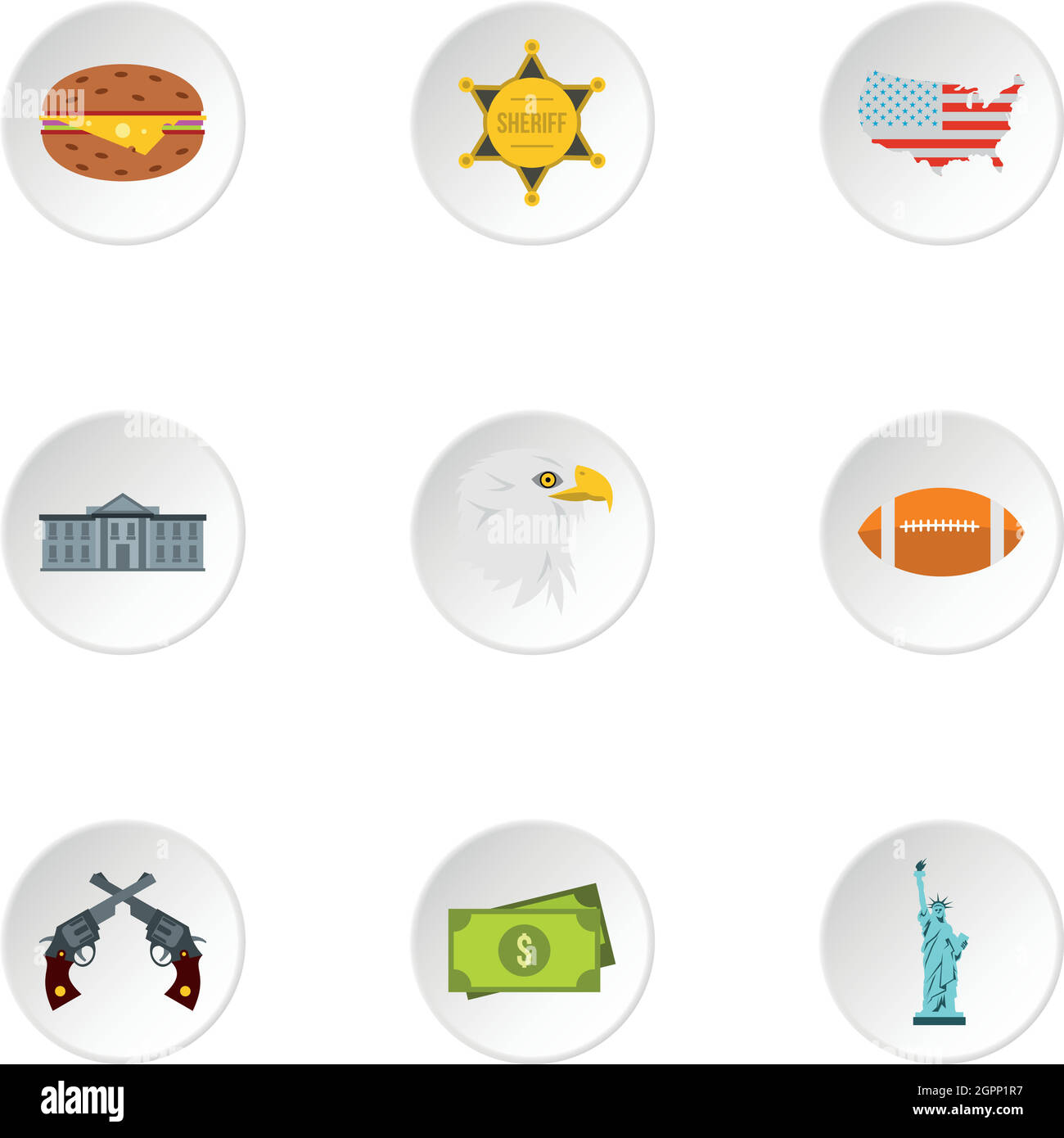 USA-Symbole-Set, flachen Stil Stock Vektor