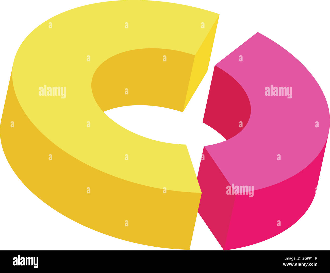 Kreis gliedert sich in zwei Teile, Symbol, Cartoon Stil Stock Vektor