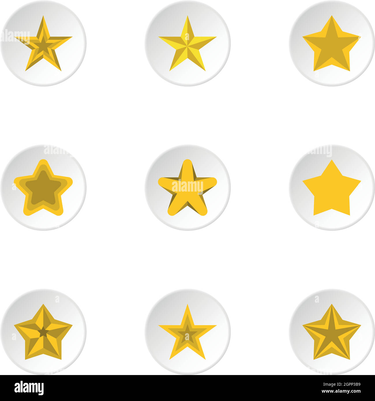 Abbildung Sterne Icons Set, flachen Stil Stock Vektor