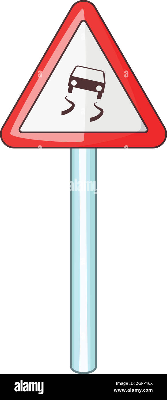 Glatt, wenn nass Schild Symbol, Cartoon Stil Stock Vektor