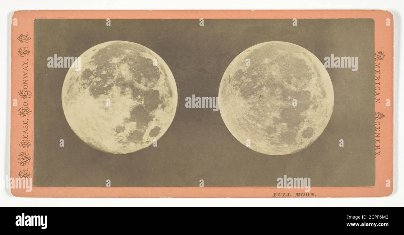 Vollmond, Mitte des 19. Jahrhunderts. Albumen-Druck, Stereokard. Stockfoto