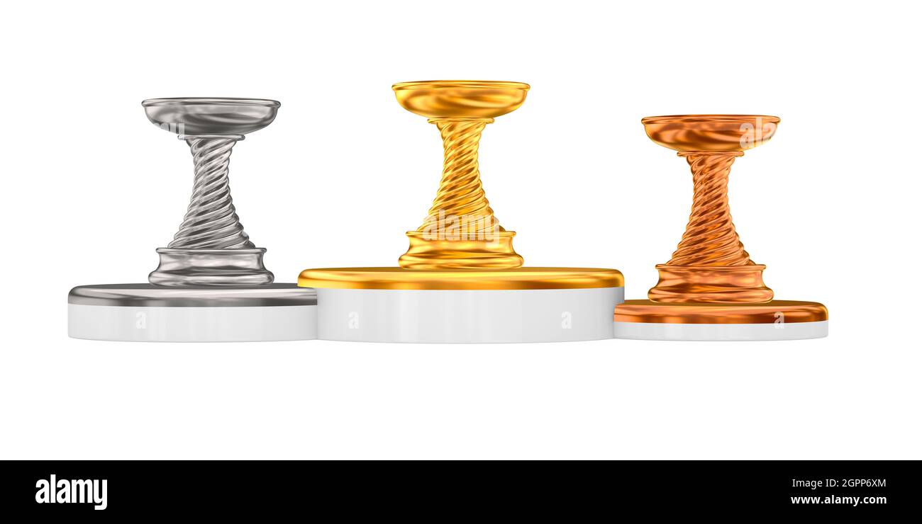 Pokalbecher auf weißem Hintergrund. Isolierte 3d-Darstellung Stockfoto