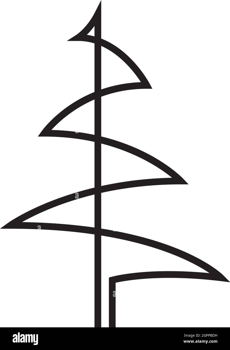 Kontinuierliche Linienzeichnung der Kiefer. Tannenbaum. Schwarz isoliert auf weißem Hintergrund. Handgezeichnete vektorgrafik weihnachtsbaum Stock Vektor