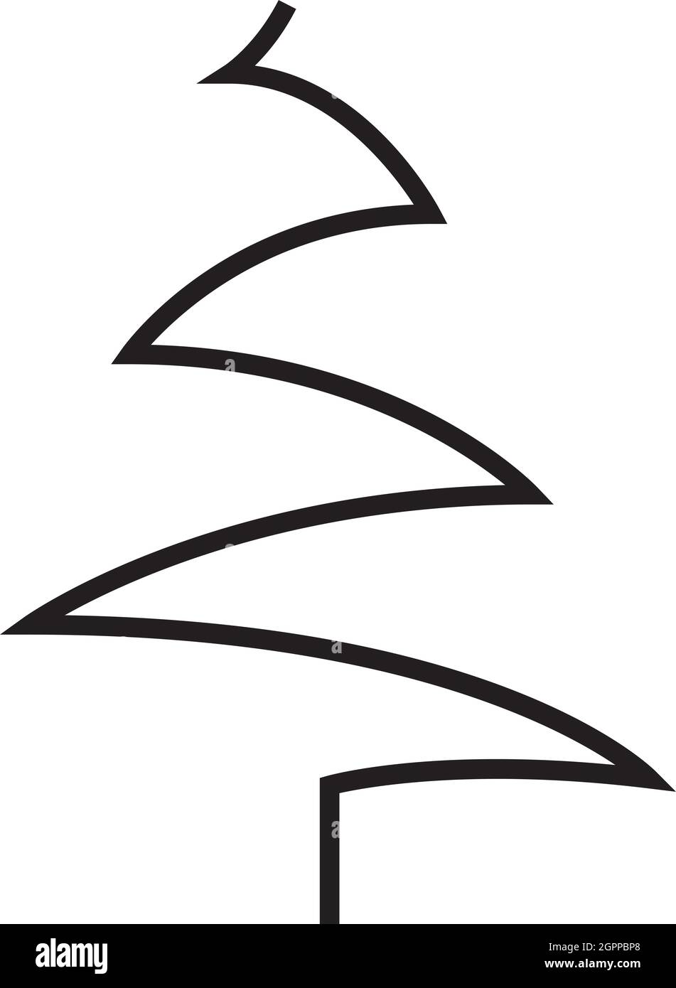 Kontinuierliche Linienzeichnung der Kiefer. Tannenbaum. Schwarz isoliert auf weißem Hintergrund. Handgezeichnete vektorgrafik weihnachtsbaum Stock Vektor
