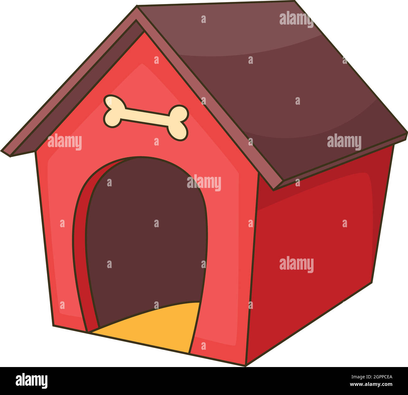 Red Dog House Symbol, Cartoon Stil Stock Vektor