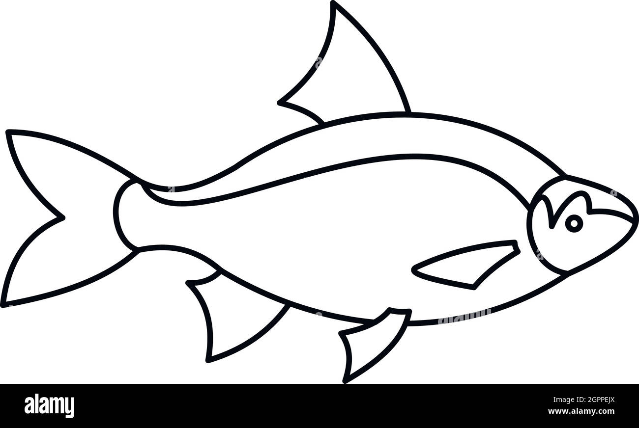 Fisch-Symbol, Umriss-Stil Stock Vektor