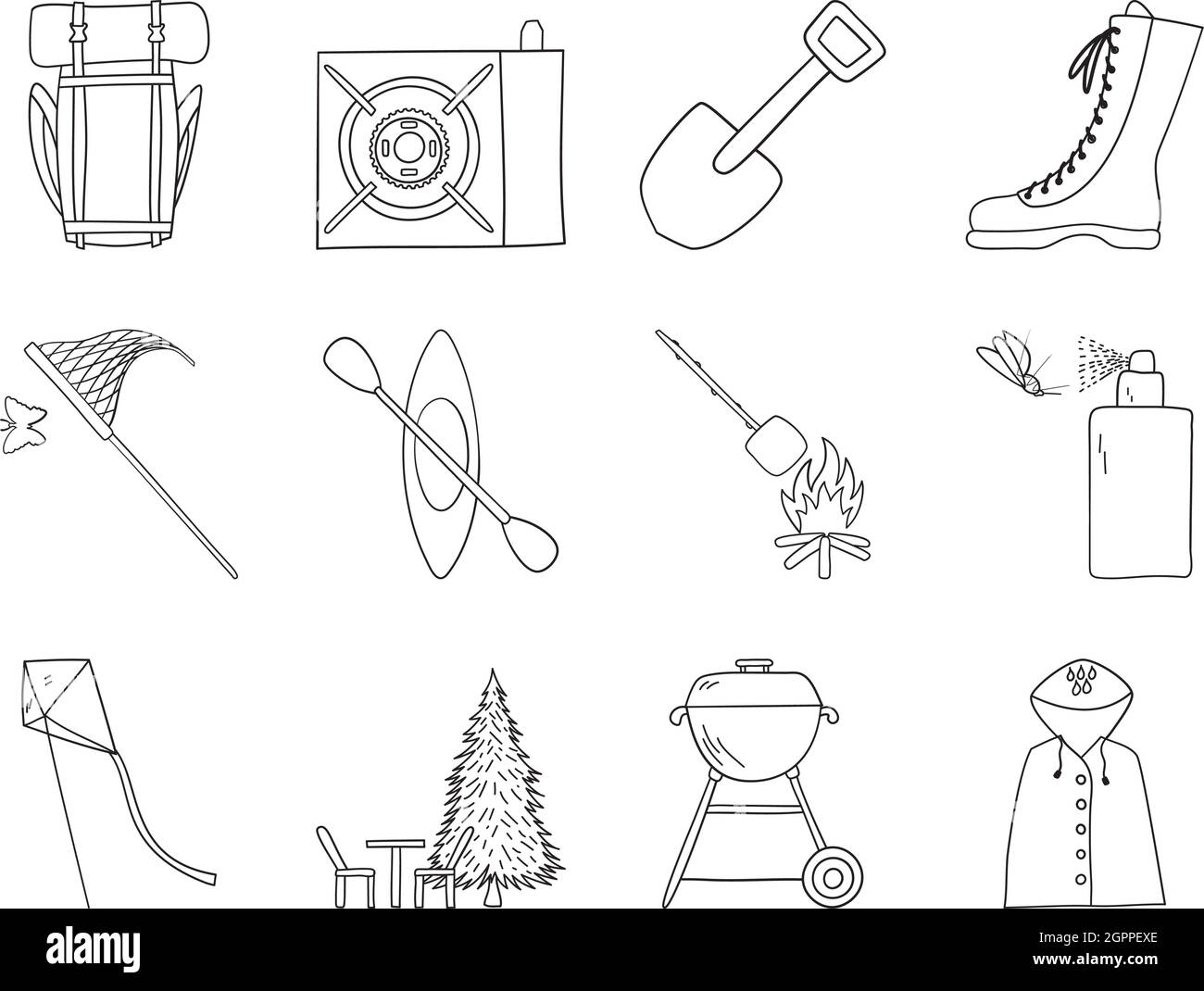 Camping-Icon-Set Stock Vektor