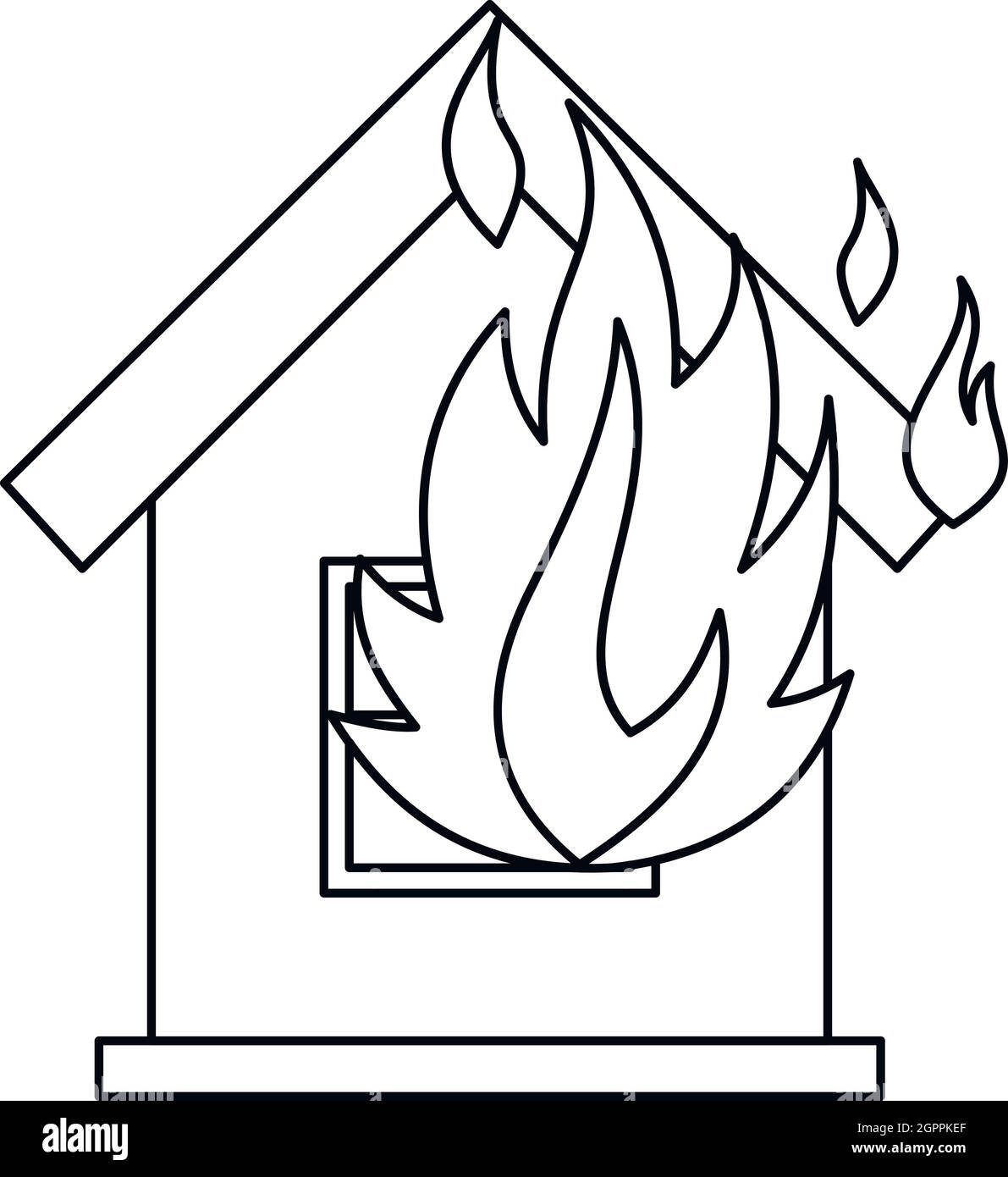 Haus auf Feuer-Symbol, Umriss-Stil Stock Vektor