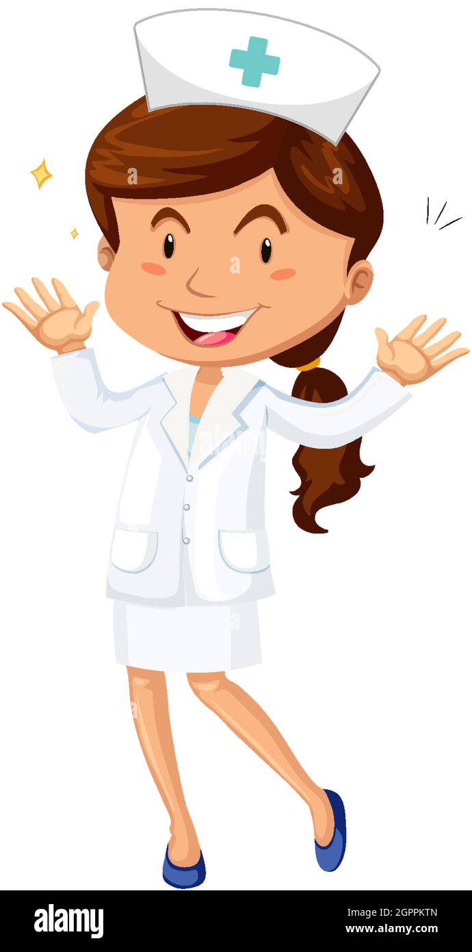 Weibliche Krankenschwester in Uniform Cartoon-Charakter Stock Vektor