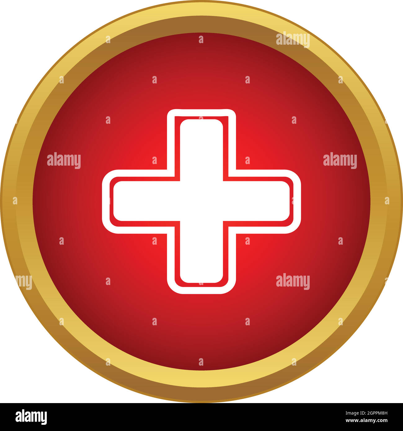 Weisses Kreuz auf rotem Hintergrund-Symbol, einfachen Stil Stock Vektor