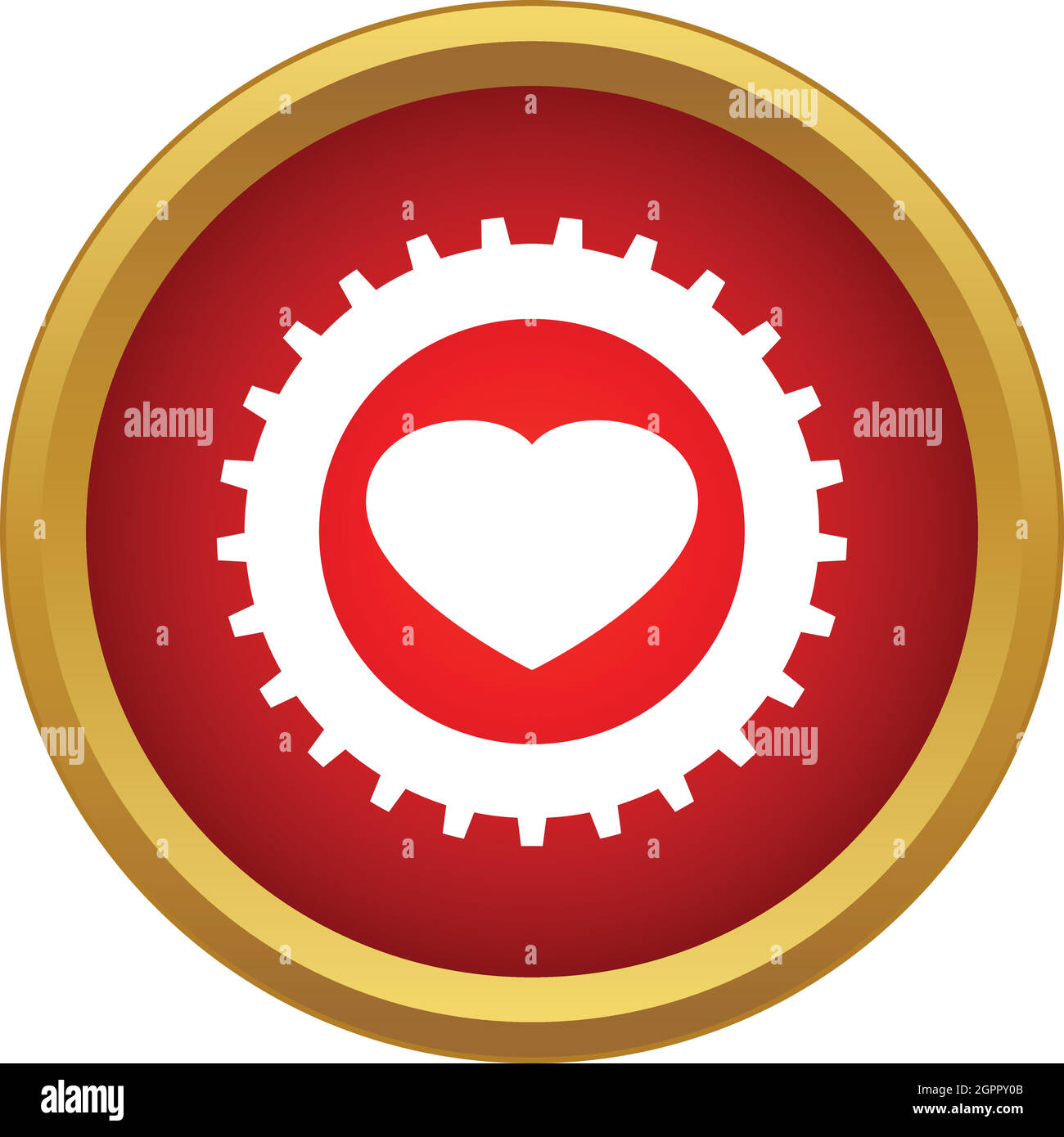 Herz in ein Zahnrad-Symbol, einfachen Stil Stock Vektor