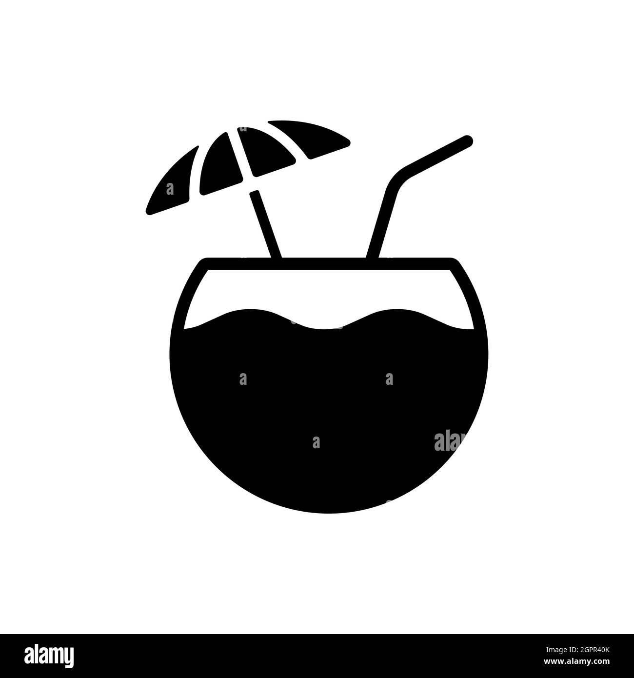 Coconut Cocktail Drink Vektor Glyphe Symbol. Sommerschild Stock Vektor