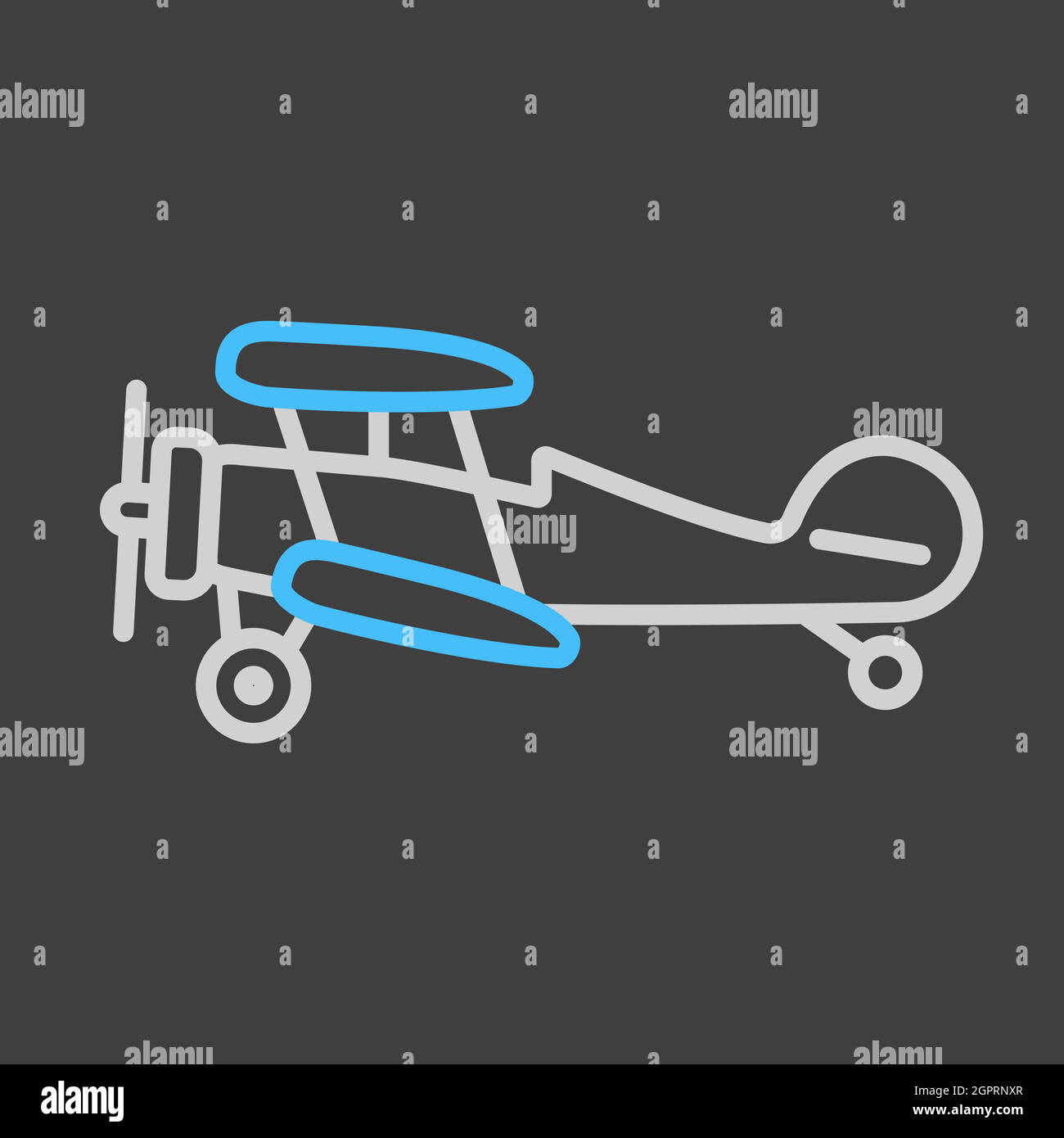 Flaches Vektor-Symbol für helle Flugzeuge auf dunklem Hintergrund Stock Vektor