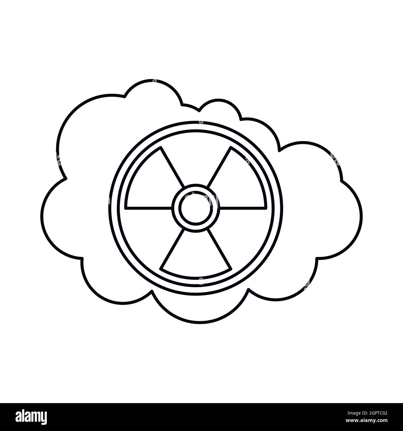 Cloud und radioaktives Zeichen Symbol, Umriss-Stil Stock Vektor
