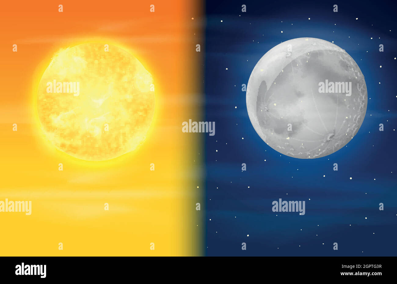 Tag und Nacht am Himmel Stock Vektor