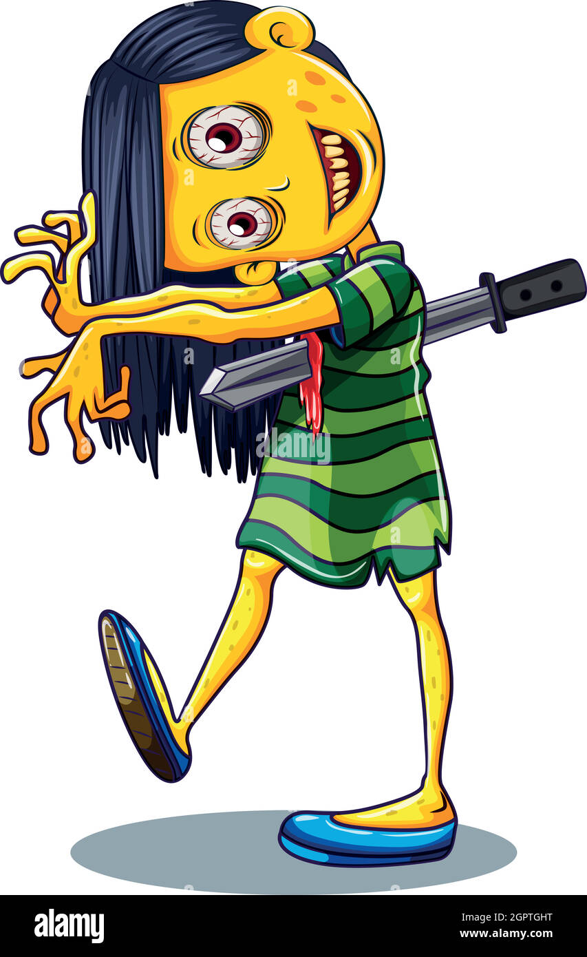 Ein Mädchen Zombie-Charakter Stock Vektor