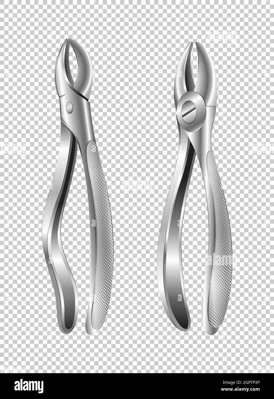 Zwei chirurgische Zangen auf transparentem Hintergrund Stock Vektor