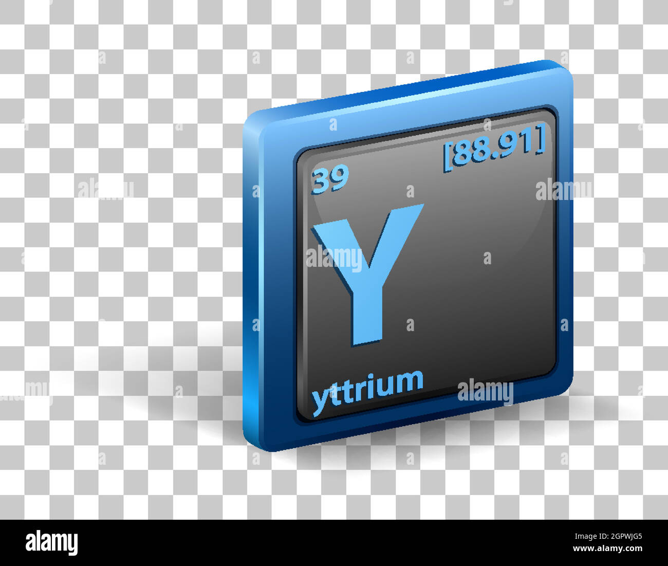 Yttrium-chemisches Element. Chemisches Symbol mit Ordnungszahl und atomarer Masse. Stock Vektor