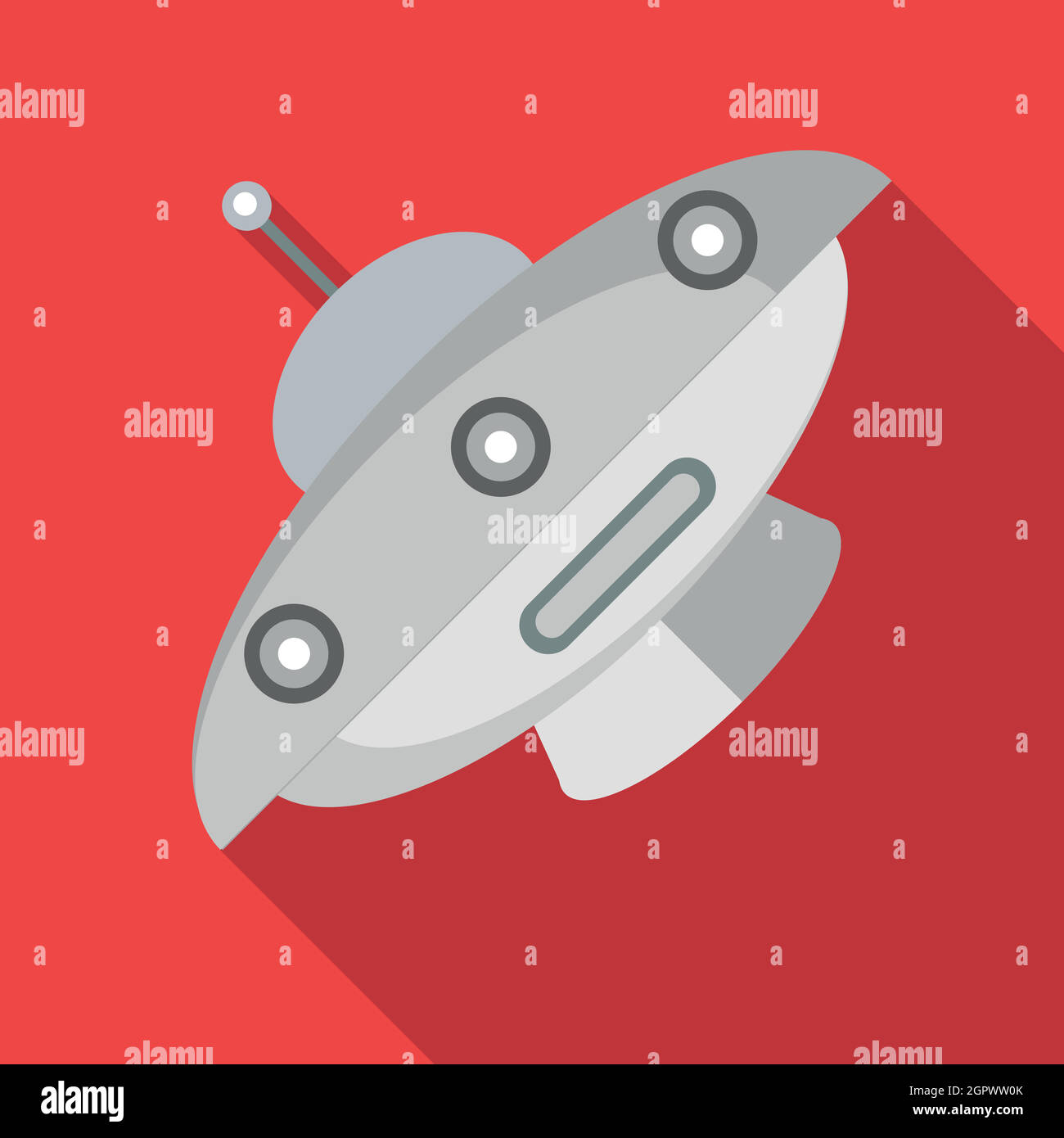 UFO-Raumschiff-Symbol im flachen Stil Stock Vektor