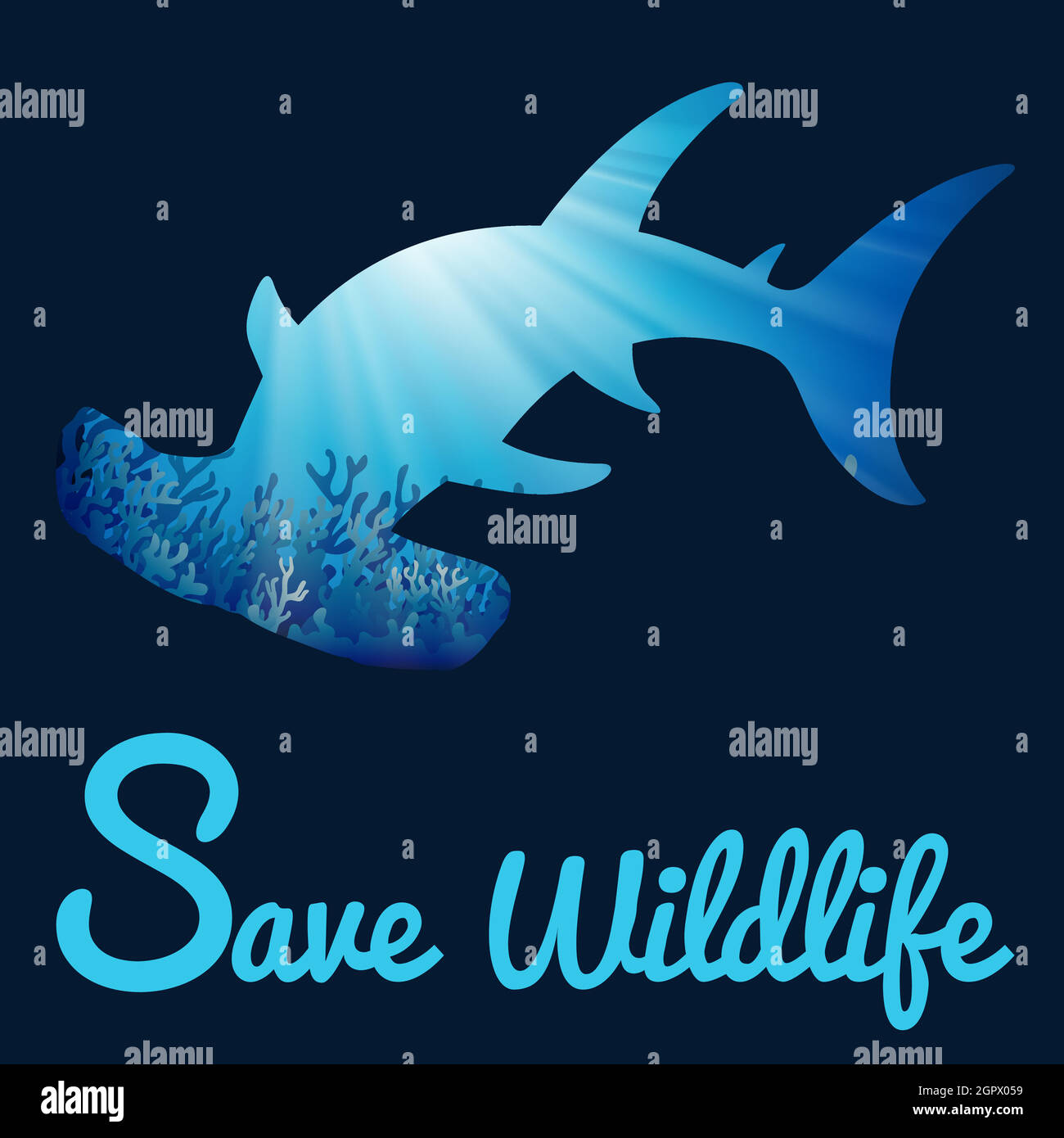 Save Wildlife Poster mit Waleshark Stock Vektor