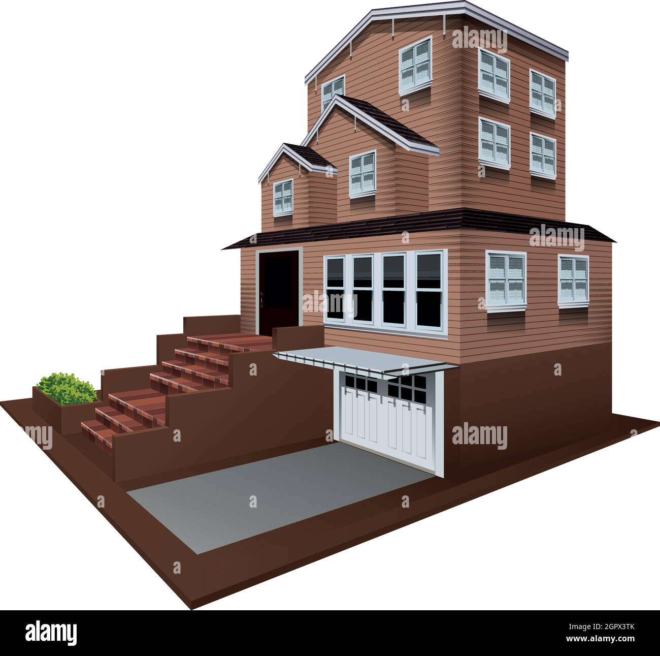 3D-Design für Haus mit Garage Stock Vektor