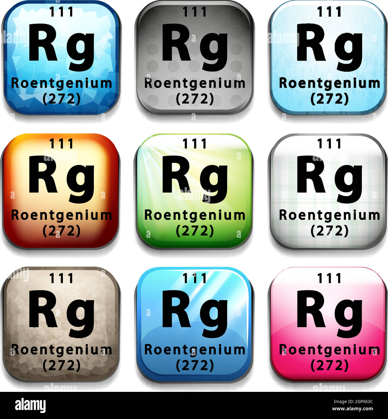 Eine Schaltfläche mit dem Element Roentgenium Stock Vektor