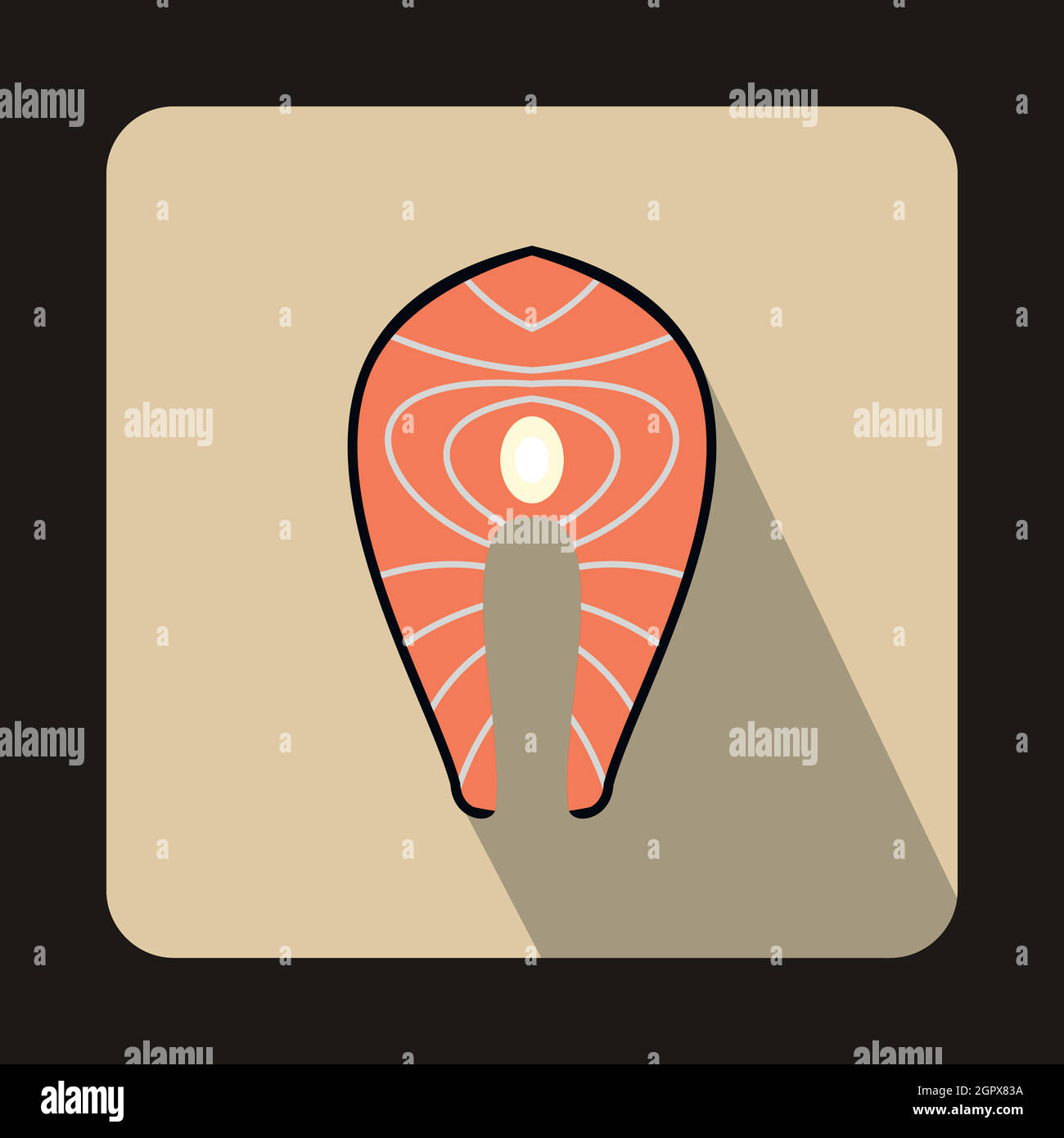 Lachssteak-Symbol im flachen Stil Stock Vektor
