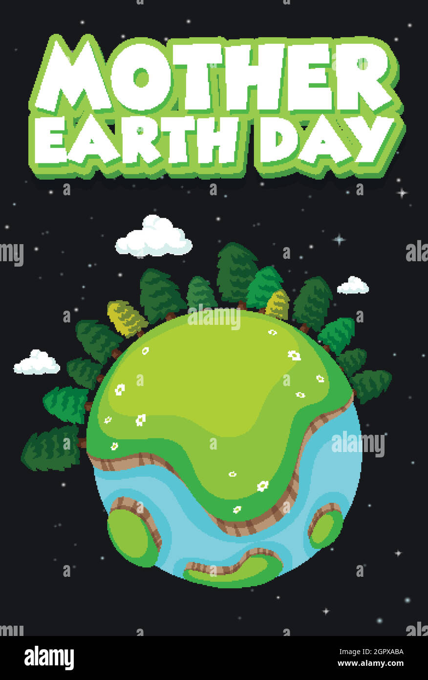 Poster Design für Mutter Erde Tag mit Welt in der Nacht Stock Vektor
