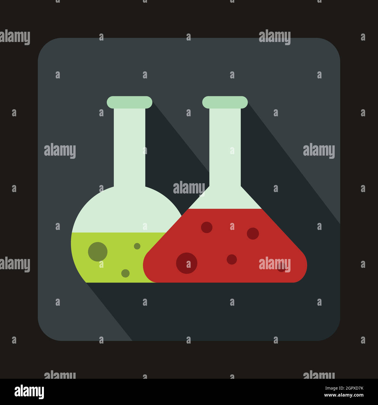 Transparente Flaschen mit grünen und roten Flüssigkeit Symbol Stock Vektor