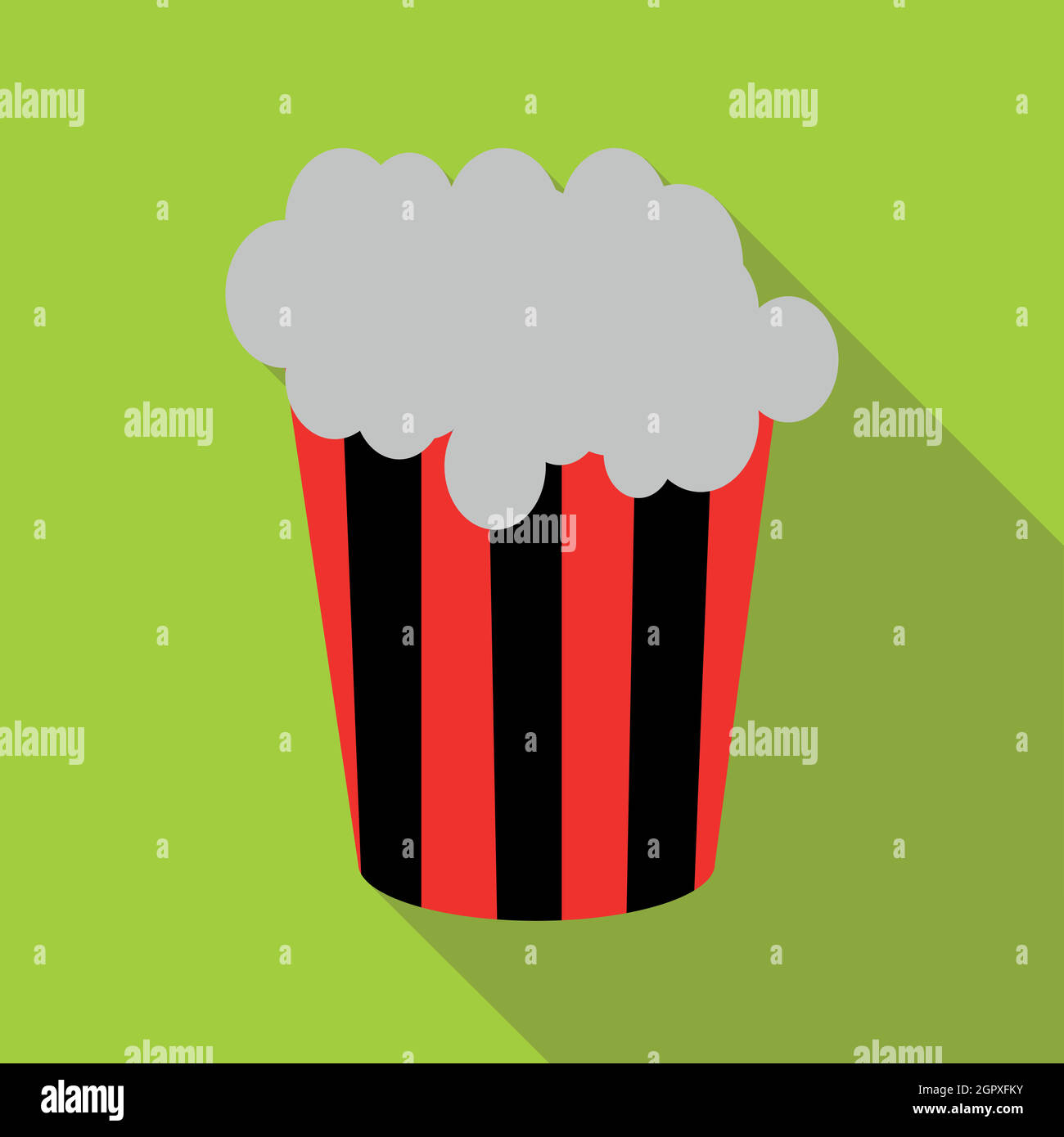 Popcorn in gestreiften Eimer-Symbol, flachen Stil Stock Vektor