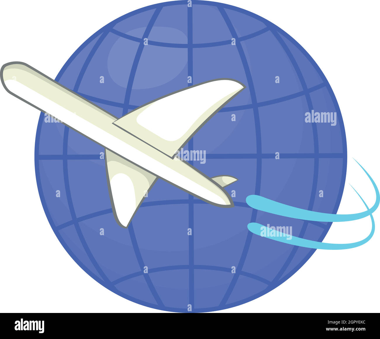 Flüge rund um die Welt-Symbol, Cartoon-Stil Stock Vektor