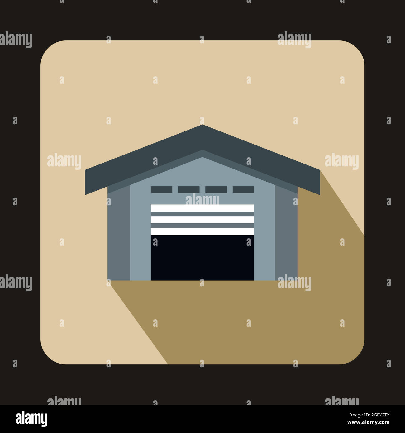 Lager mit offenen Tür-Symbol, flachen Stil Stock Vektor