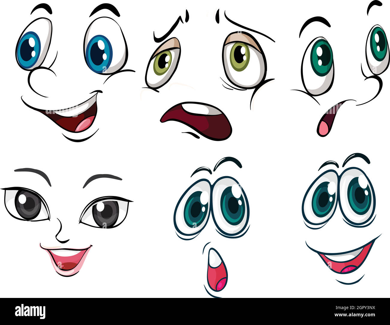 Unterschiedliche Gesichtsausdrücke Stock Vektor