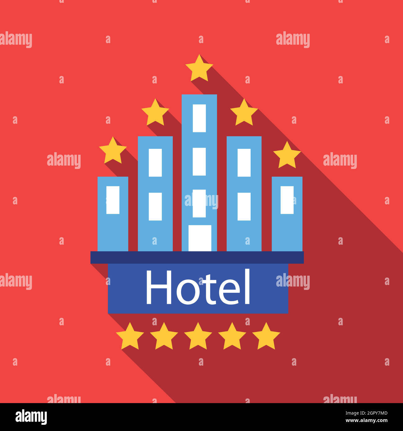 Hotel 5 Sterne Symbol, flachen Stil Stock Vektor