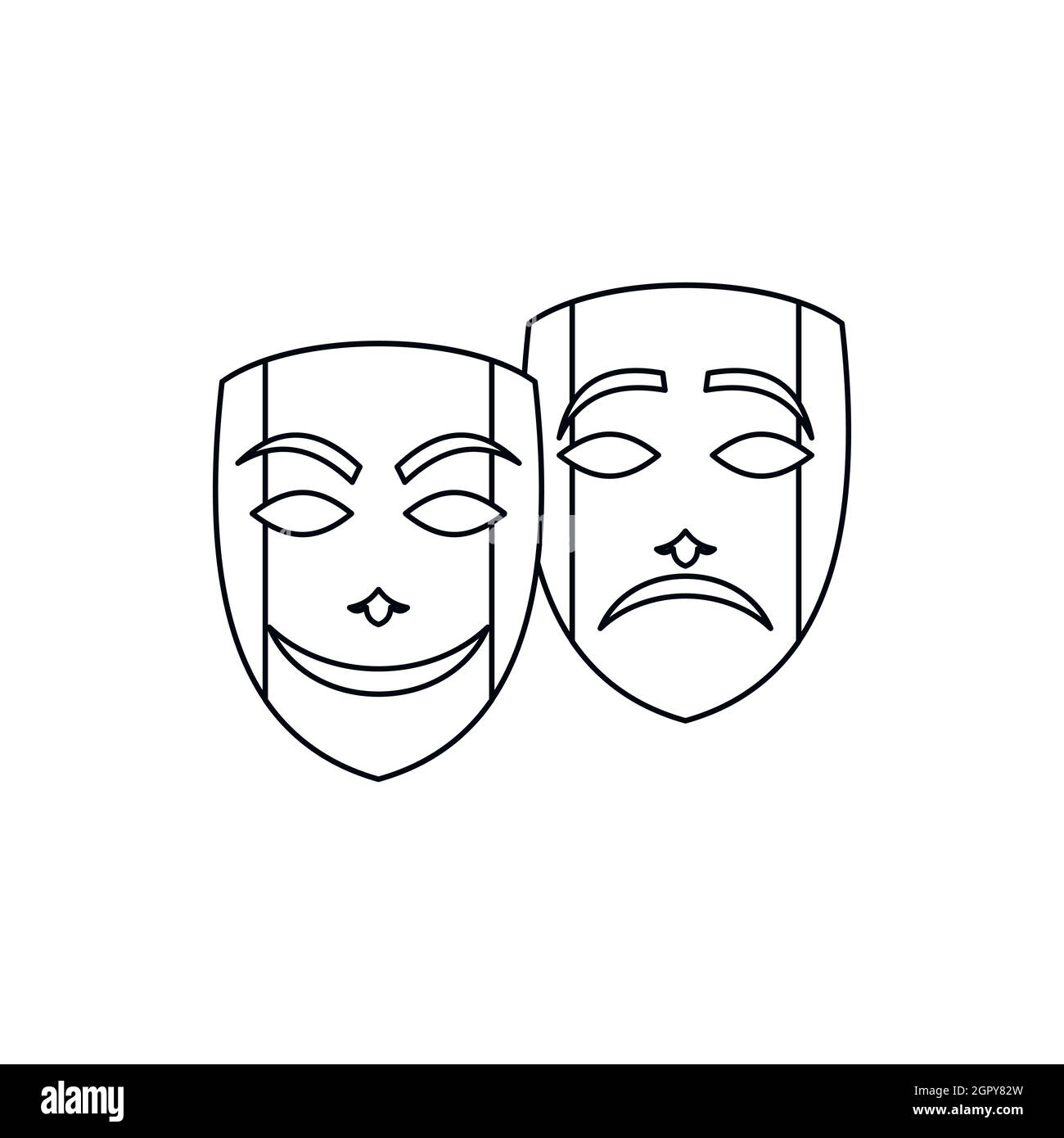 Komik und Tragik Theatermasken Symbol Stock Vektor