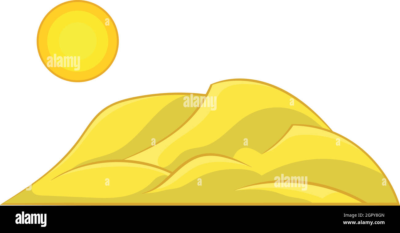Berg und das Sonnensymbol, Cartoon-Stil Stock Vektor