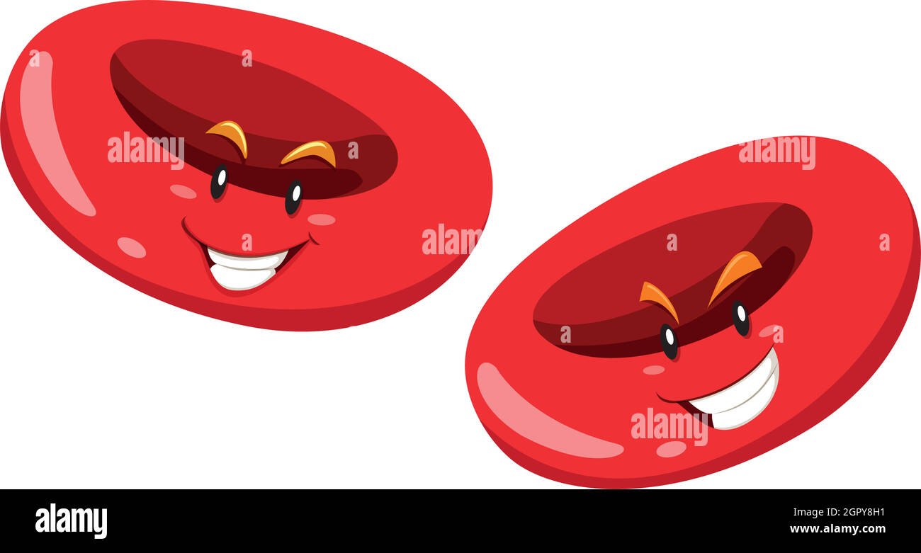 Rote Blutkörperchen mit glücklichen Gesicht Stock Vektor