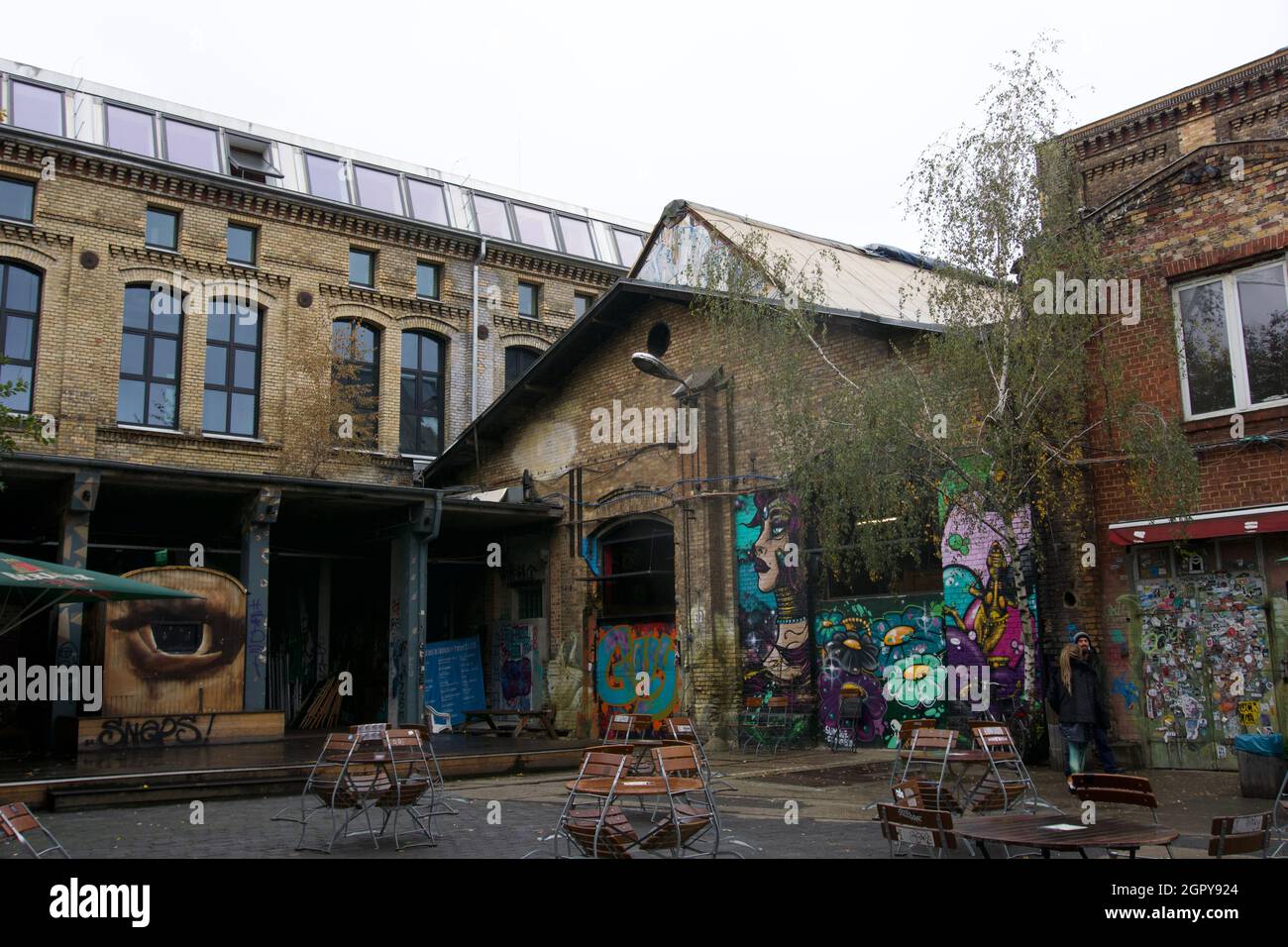 Hinterhof der Industrie, gedreht in Berlin City. Stockfoto